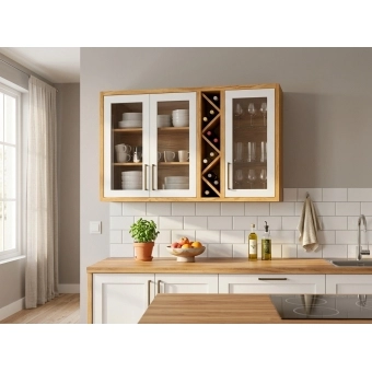 Armário Aéreo de Cozinha Andira 1.20m com Porta Vidro Reflecta