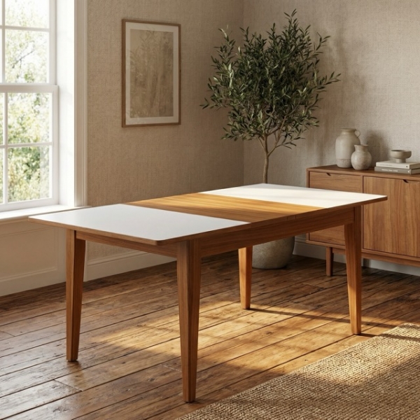 Mesa de Jantar Extensível para até 6 Lugares Genova - Imbuia/Off White
