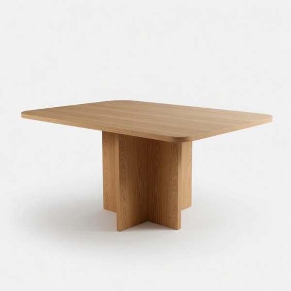 Conjunto Mesa Jantar Bosque 90x90 Nogal 4 Cadeiras