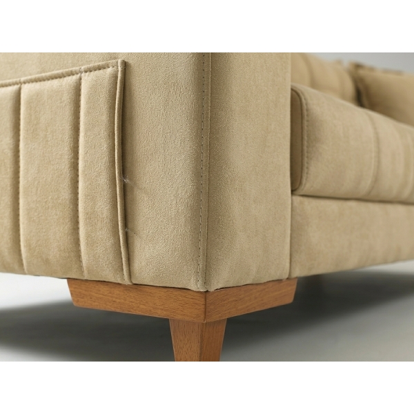 Sofá Living Évora 2,00m Bege Assento D28 Soft e Molas - Bege