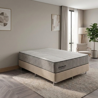 Conjunto Colchão Casal com Box Sommier Exclusive Camurça