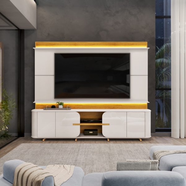 Home Theater para TV até 75 Polegadas em MDF 2.40m Jazz - Bali/Cedro
