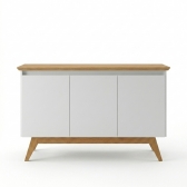 Buffet Gardenia 3 Portas com Tampo em MDF 25mm - Off White/Nature
