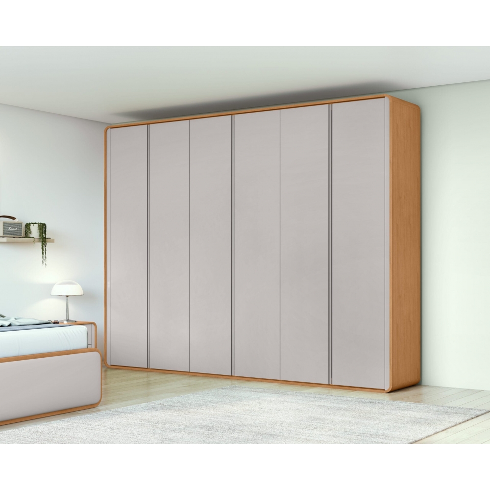 Guarda-Roupa Casal Moderni 6 Portas e 6 Gavetas 100% MDF - Amêndoa/Off White