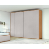 Guarda-Roupa Casal Moderni 6 Portas e 6 Gavetas 100% MDF - Amêndoa/Off White