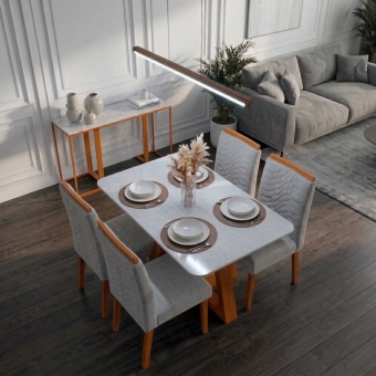 Mesa de Jantar 4 Cadeiras Pedro  Madeira Maciça