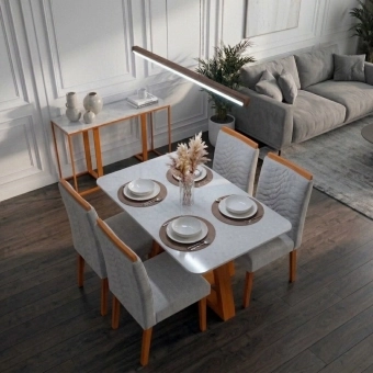 Mesa de Jantar 4 Cadeiras Pedro  Madeira Maciça