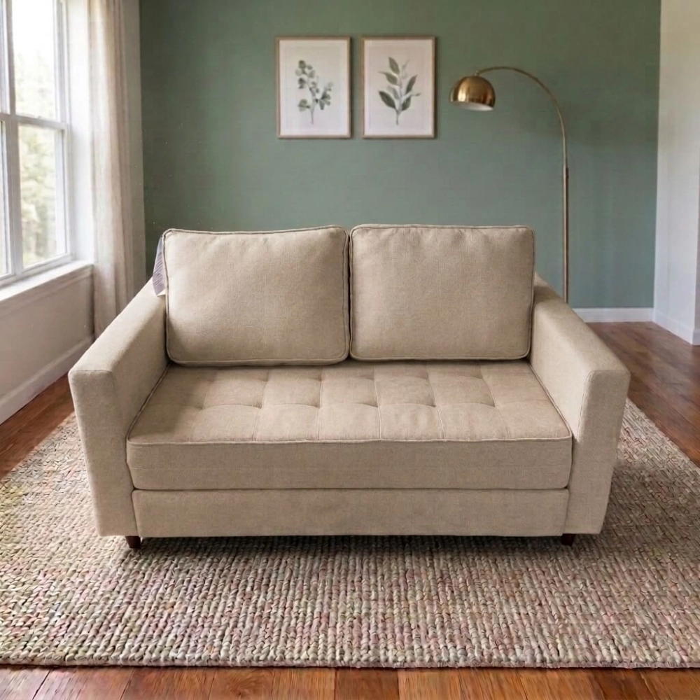 Sofá Cama Casal Morfeo 1.50m com Espuma D28 e Almofadas - Bege