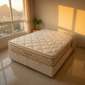 Conjunto Cama Box Baú Queen Firenze 158x198 Palha