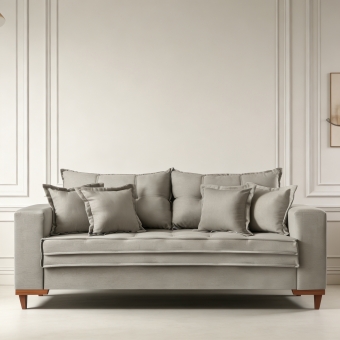 Sofá Living Évora 2,00m Bege Assento D28 Soft e Molas
