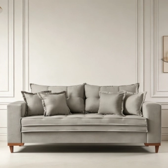 Sofá Living Évora 2,00m Bege Assento D28 Soft e Molas