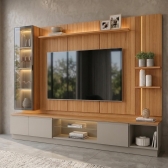 Conjunto Rack Painel Cristaleira Fosco Lumina