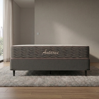 Conjunto Colchão Antares Casal com Box Camurça Cinza