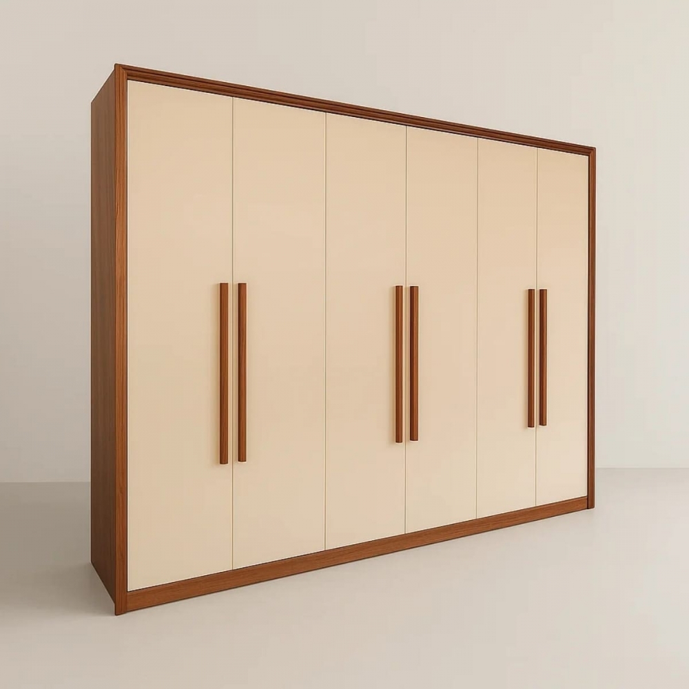 Guarda-Roupa Casal Charme 6 Portas e 6 Gavetas 100% MDF - Naturale/Off White
