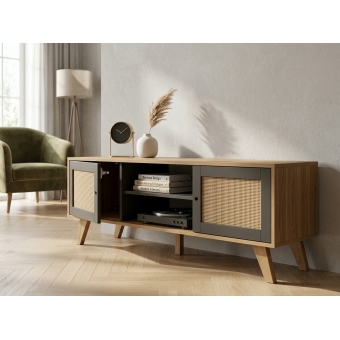 Rack para TV Frida Retrô com Detalhe Palha 3D