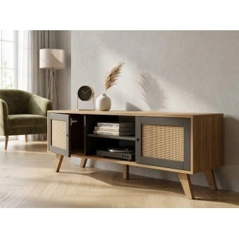 Rack para TV Frida Retrô com Detalhe Palha 3D