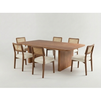 Conjunto Mesa Jantar Floresta 180x90 Nogal 6 Cad