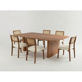 Conjunto Mesa Jantar Floresta 180x90 Nogal 6 Cad