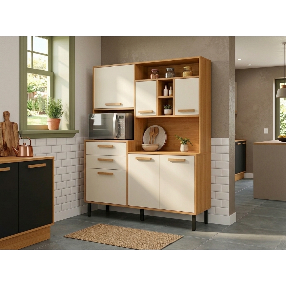 Kit Cozinha Júpiter com Corrediças Telescópicas - Cinamomo/Off White