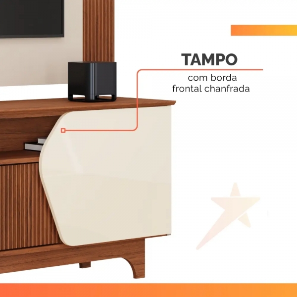 Rack com Painel Olga 1.83m para TV até 75 - Bali/Cedro