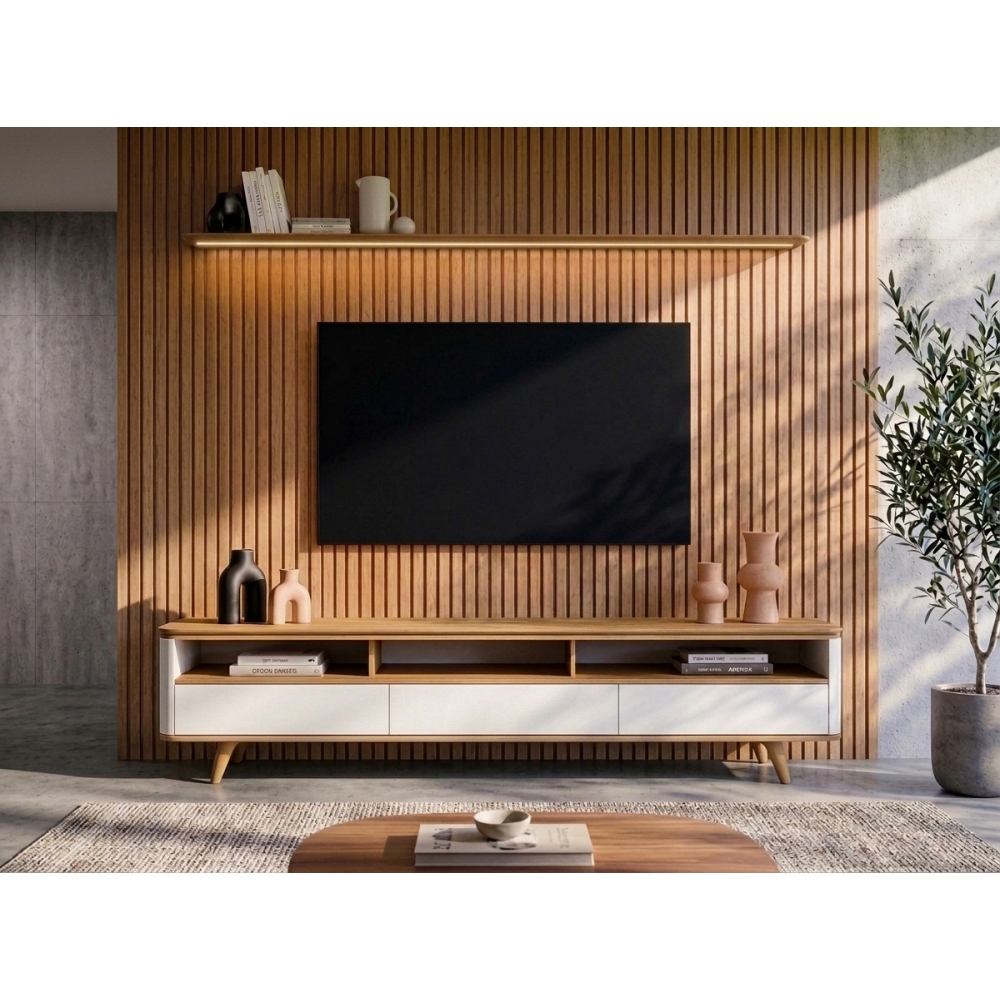 Conjunto Sala de Estar Trevo Begônia Nature Vezzo Móveis