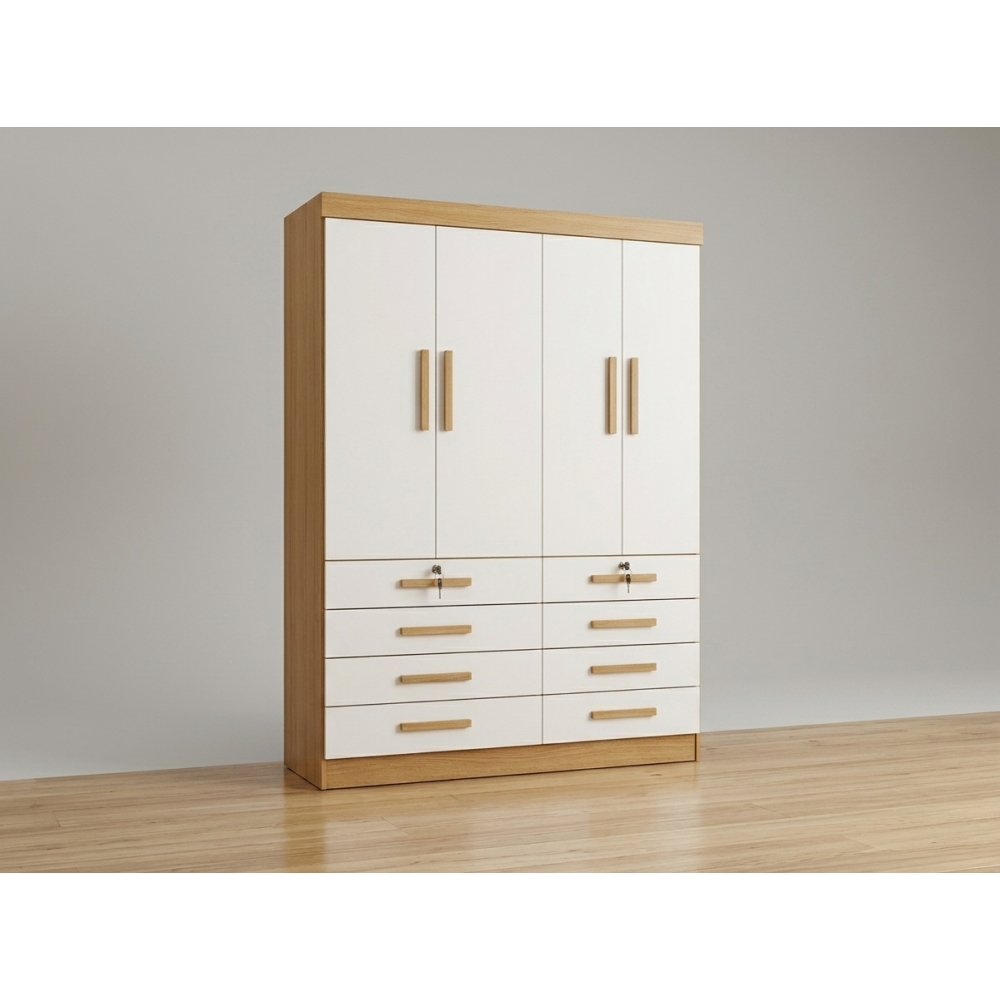 Guarda-Roupa Casal Austin 4 Portas e 8 Gavetas - Cinamomo/Off White