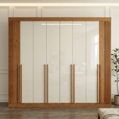 Guarda-Roupa Casal Ripado Boston 8 Portas 8 Gavetas 100% MDF - Cinamomo/Off White