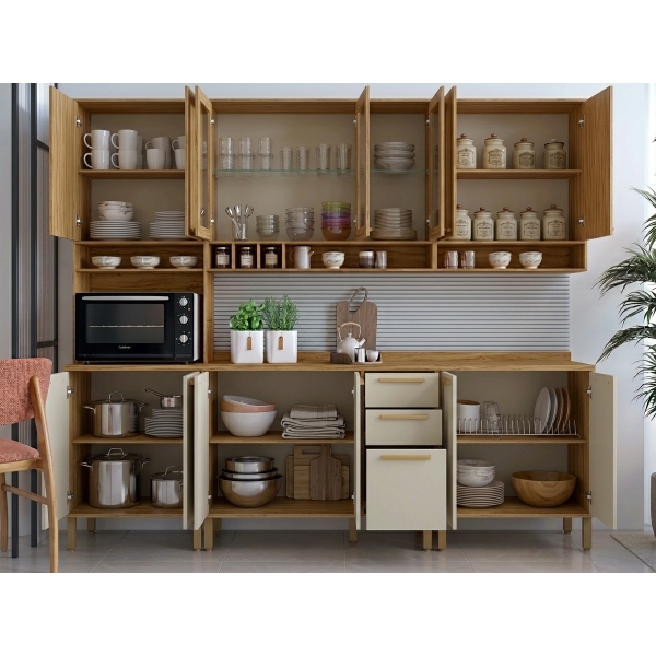 Conjunto de Cozinha Vinhedo 5 Peças Amêndoa/Off Whit