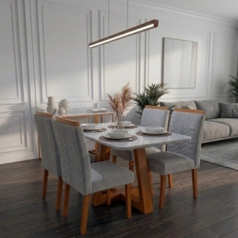 Mesa de Jantar 4 Cadeiras Pedro  Madeira Maciça