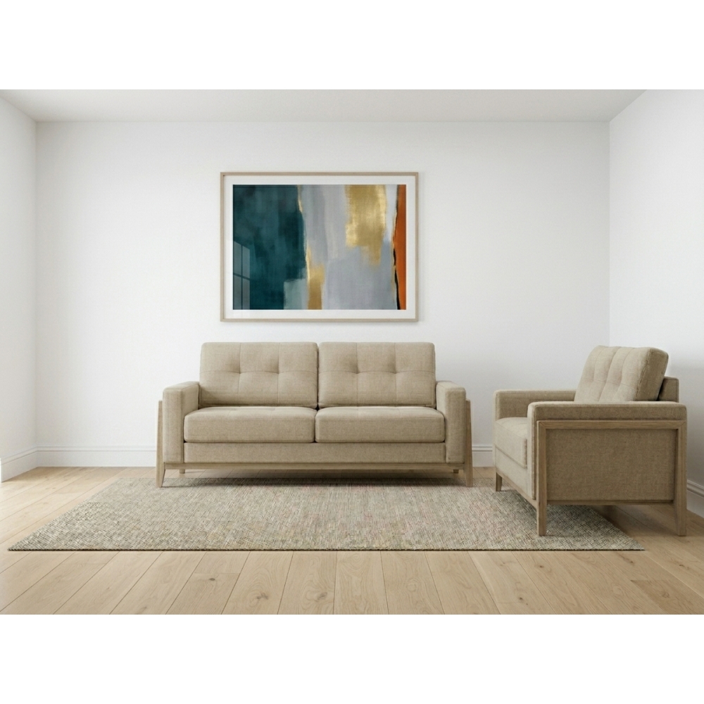 Conjunto Sofá 2 e 3 Lugares Vicenza Chenille Linho Veneza Imbuia