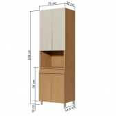 Paneleiro Simone Mendes 4 Portas Ripadas 1 Gaveta 70cm 100% MDF - Carvalho/Greige
