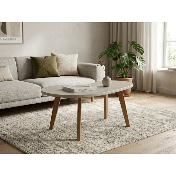 Mesa de Centro Orgânica em Formato de Feijão Retrô - Off White