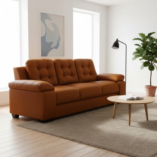 Sofá 3 Lugares Pitsburgo 2.07m Espuma D33 e Molas S - Terracota