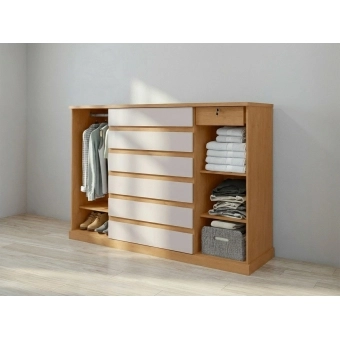 Cômoda 2 Portas 7 Gavetas Bari 1,73m Amêndoa/Off White