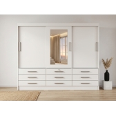 Guarda-Roupa Casal Tucson 3 Portas de Correr e 9 Gavetas - Branco