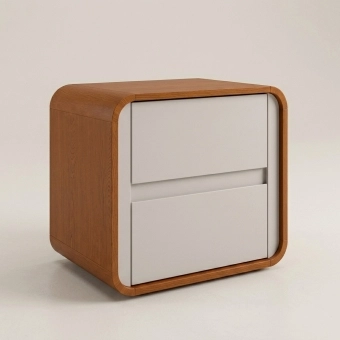 Mesa de Cabeceira Moderni 2 Gavetas Amêndoa/Off White