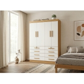 Guarda-Roupa Casal Austin 4 Portas e 8 Gavetas - Cinamomo/Off White