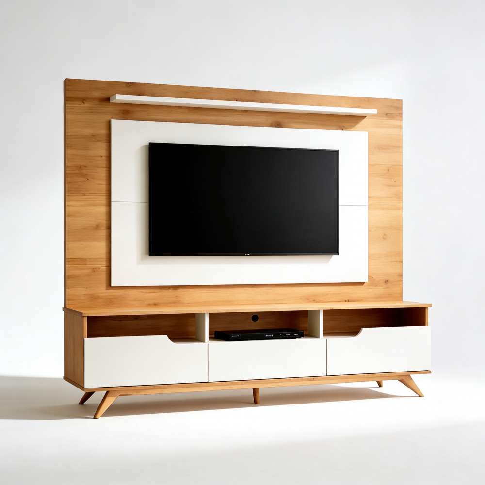 Estante Home Status 2.00m TV até 60 polegadas - Cinamomo/Off White