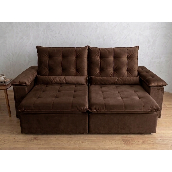 Sofá Retrátil e Reclinável Grécia com Pillow Top - Marrom