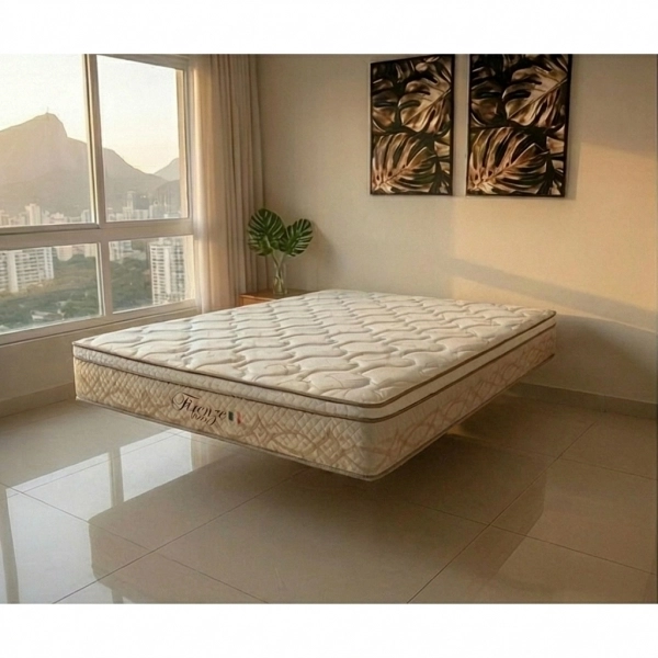 Conjunto Cama Box Queen Firenze com Box Prime 158x198 Palha