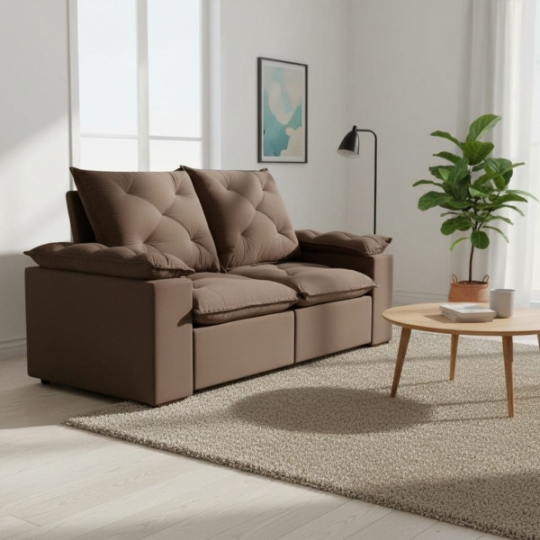 Sofá Retrátil e Reclinável Grécia com Pillow Top - Marrom