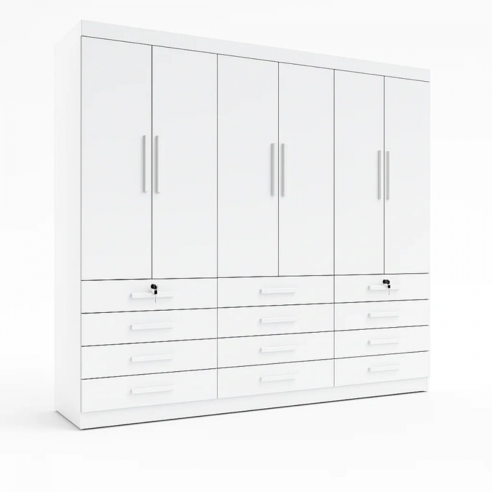 Guarda-Roupa Casal Austin Plus 6 Portas e 12 Gavetas - Branco