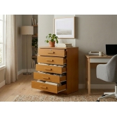 Cômoda Tulsa 5 Gavetas 100% MDF com Chave e Tampo 25mm - Cinamomo
