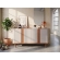 Buffet Charlotte 1.53m 4 Portas Ripadas e Dobradiça Soft Close - Off White/Cinamomo