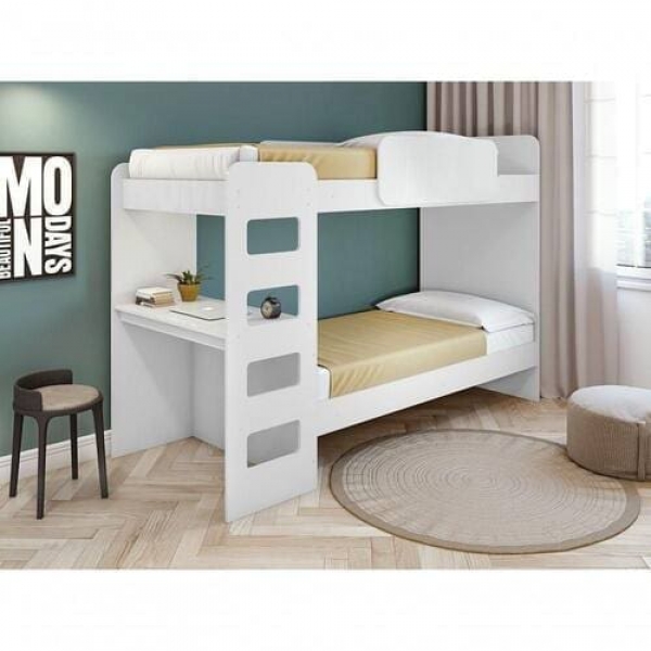 Beliche Solteiro com Escrivaninha e LED Valore - Branco