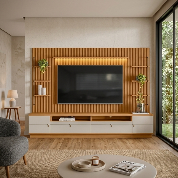 Home Catalunha 3 Peças com Módulos Laterais Natur/Off White