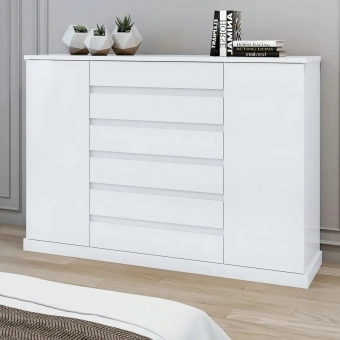 Cômoda Bari 2 Portas 7 Gavetas Branco