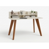 Escrivaninha Kiwi 1.20m com Nichos Organizadores 100% MDF - Off White/Cedro
