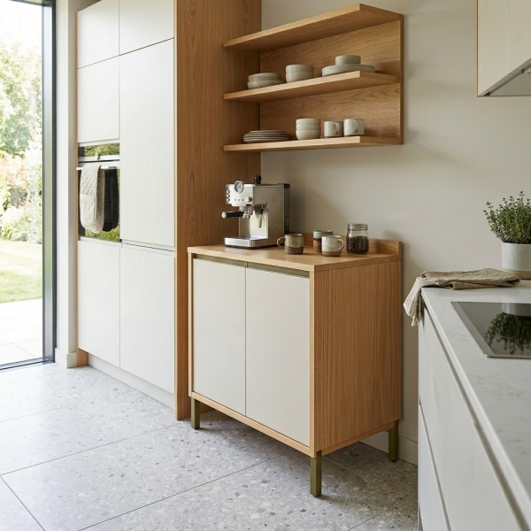 Balcão de Cozinha 80cm 2 Portas Andira - Amêndoa/Off White