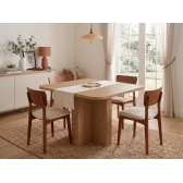 Conjunto Mesa Jantar Bosque 90x90 Nogal 4 Cadeiras